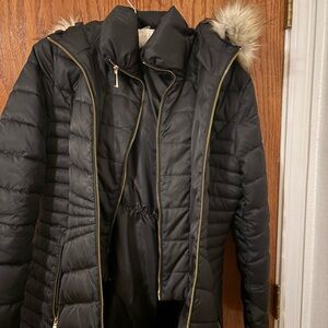Preston & York Black Puffer Jacket with Faux Fur Trim